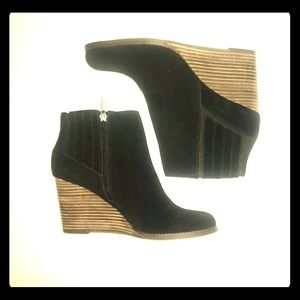Lucky Brand “Yanati” Black Suede Bootie Wedge - 11